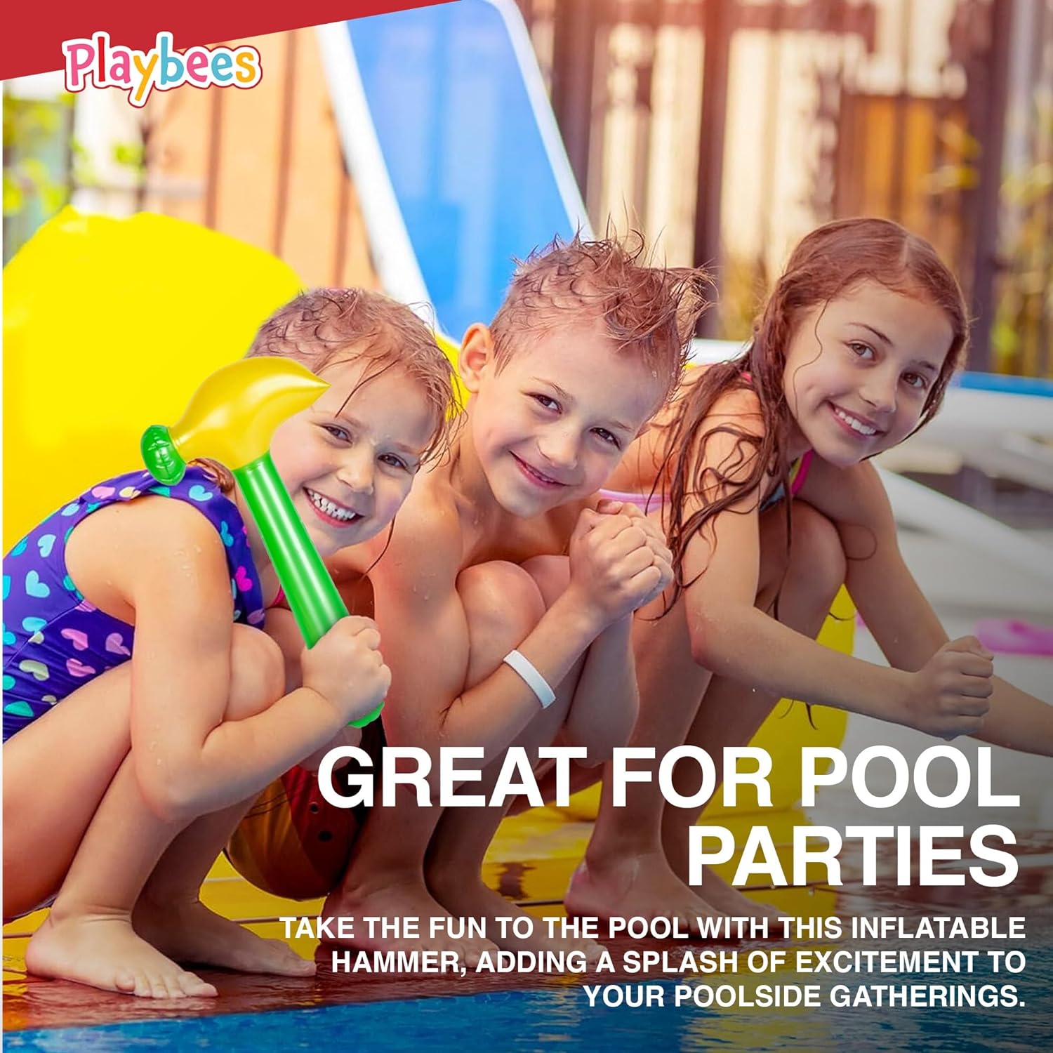 Multi-Colored Inflatable Hammer 14 Inch - 12 Pack - Assorted Neon Mallets - Perfect for Backdrops, Decor, Party Favors