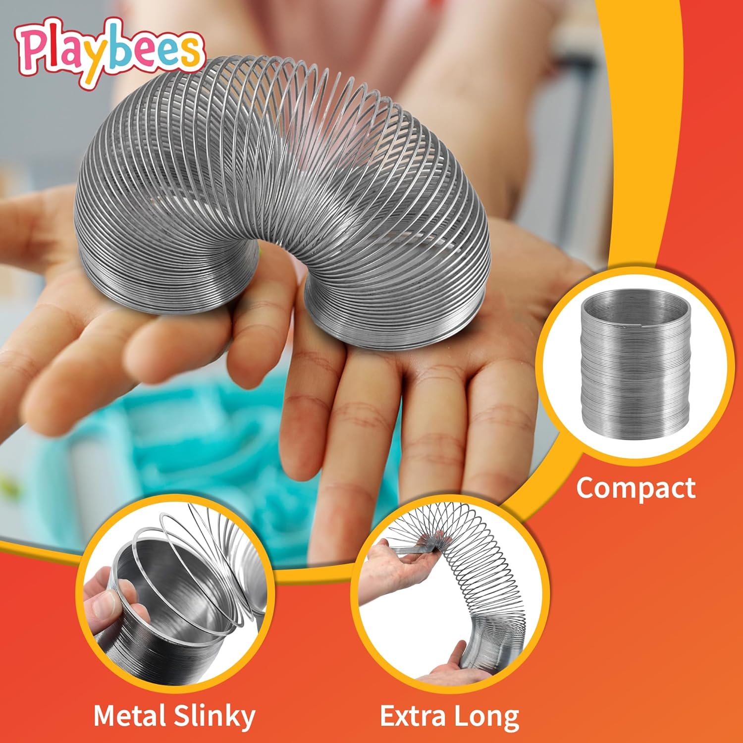 Original Metal Coil Slinky Spring Walking Toys 2-Set of 4-Ideal for Kids Teens &dults Novelty Prize Party Favor Great for Classroom Games Travel Activities Slinky Toy for Fun Deter Squirrel and Pests