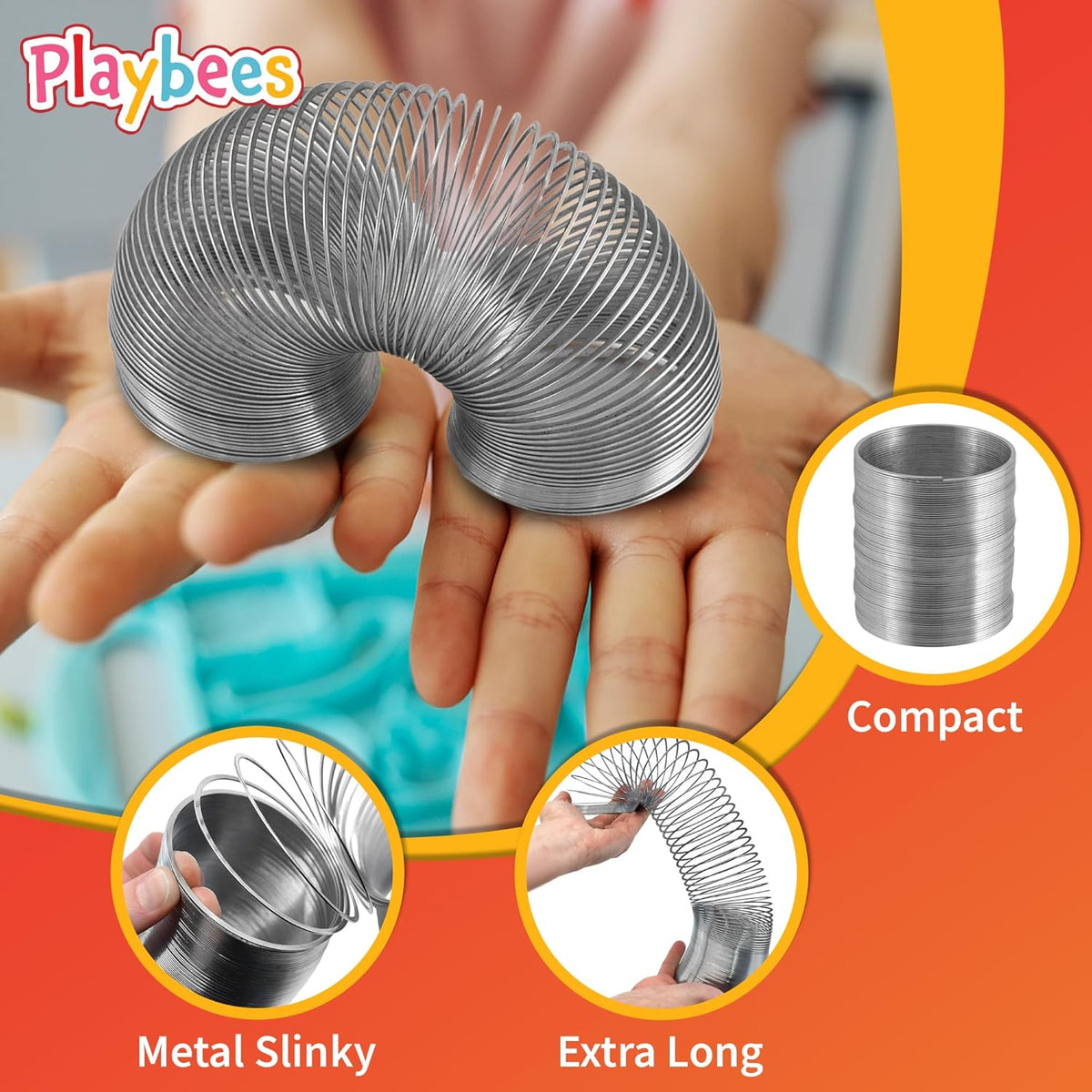 Original Metal Coil Slinky Spring Walking Toys 2-Set of 4-Ideal for Kids Teens &dults Novelty Prize Party Favor Great for Classroom Games Travel Activities Slinky Toy for Fun Deter Squirrel and Pests