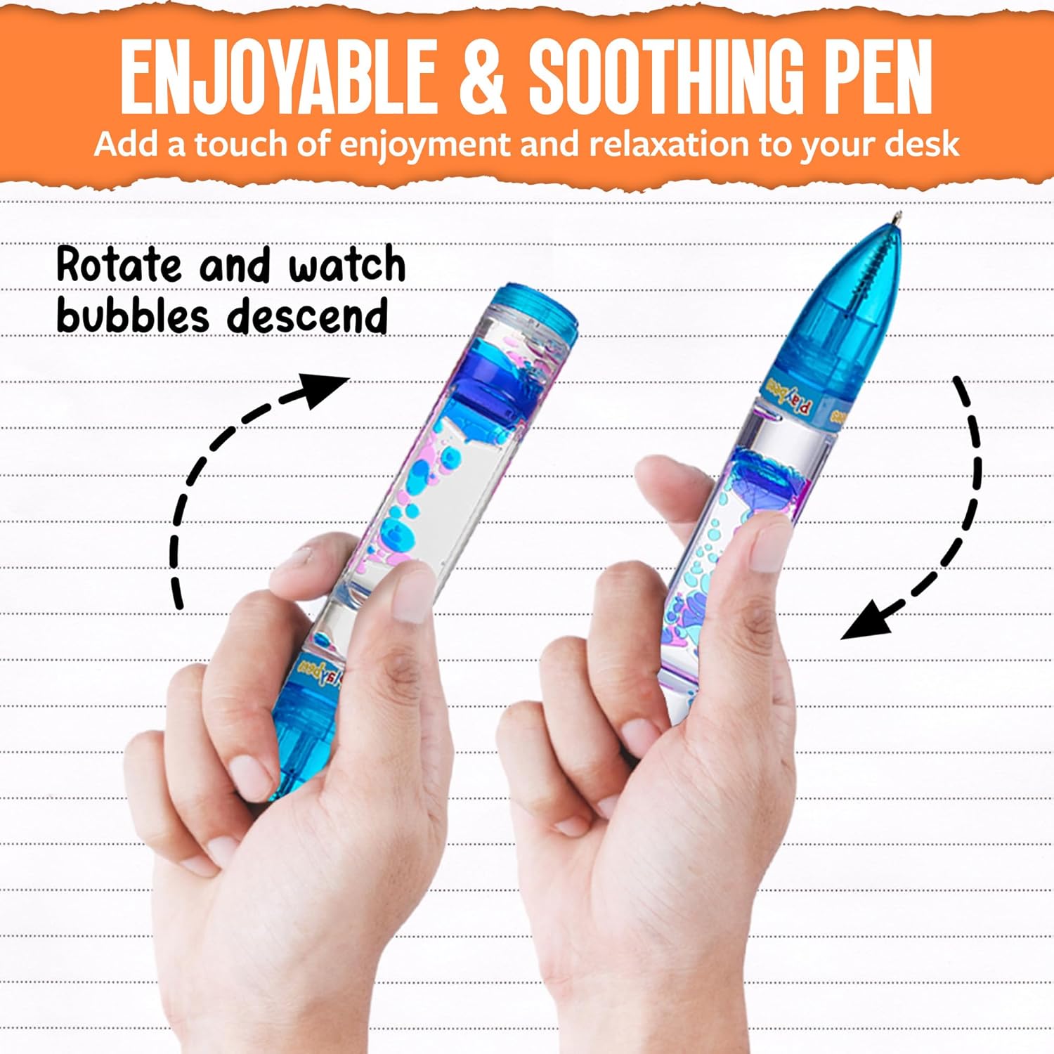 Playbees Liquid Motion Bubbler Pens Cool for Kids (6 Pack) - Writes Like a Regular Pen - Colorful Liquid Timer Pens Great for Stress and Anxiety Relief - Cool Fidget Toys for Kids and Adults