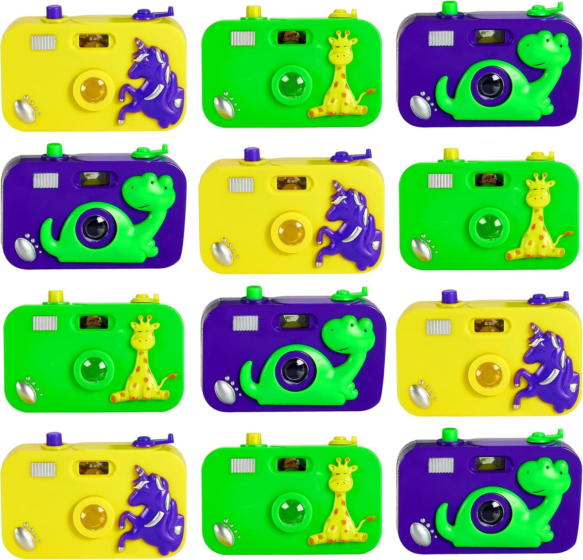 Playbees Toy Camera for Kids - 12 Pack - Wild One Party Favors Camera Toy for Children’s Pretend Play Prop with Images in Viewfinder, Birthday Party Favors, Idea for Boys & Girls