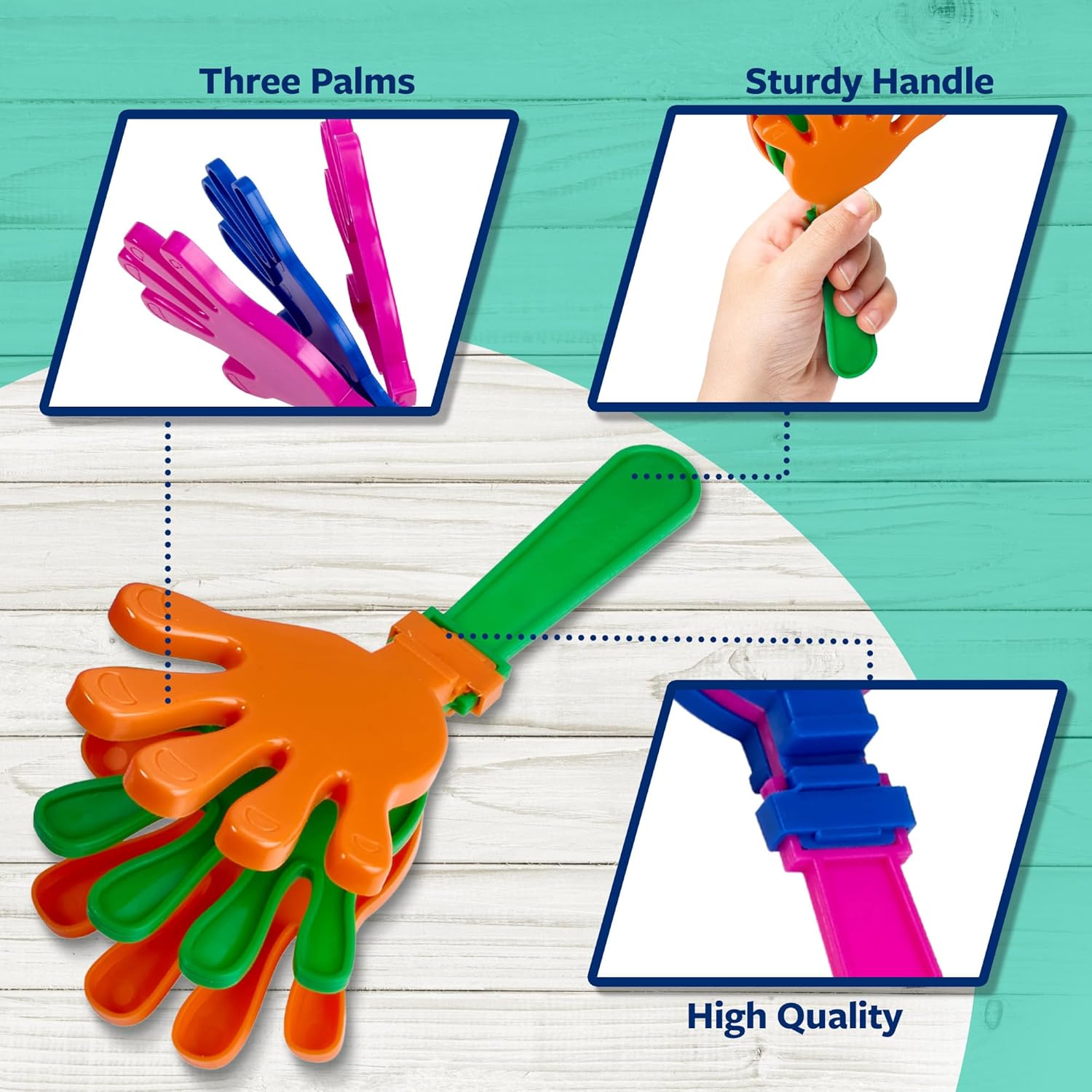 Colorful Hand Clappers - 24 Pack - 7