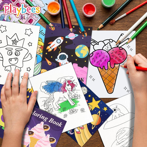 Playbees Assorted Coloring Books - 20PK - 5 Unique Themes - Kids Coloring Books Bulk for Ages 3-8 - Educational Art Gifts, Creative Learning Tools - Boys & Girls - 5x7 Inch