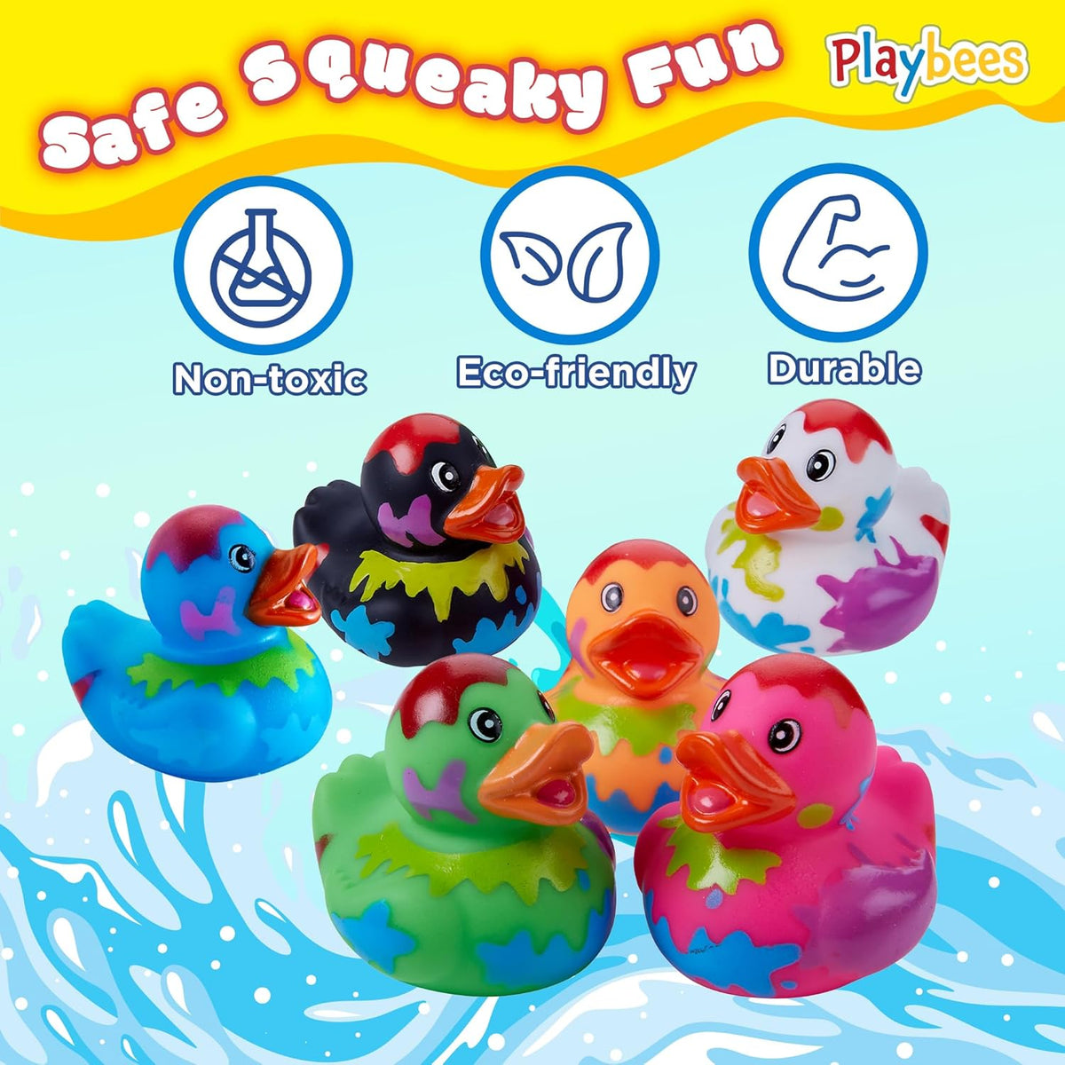 Playbees Splat Jeep Ducks for Ducking - 12 Pack - Duck Duck Jeep Rubber Ducks for Mini Baby Stocking Stuffers, Stress Relief, Bath Toy, Christmas Duck Toys