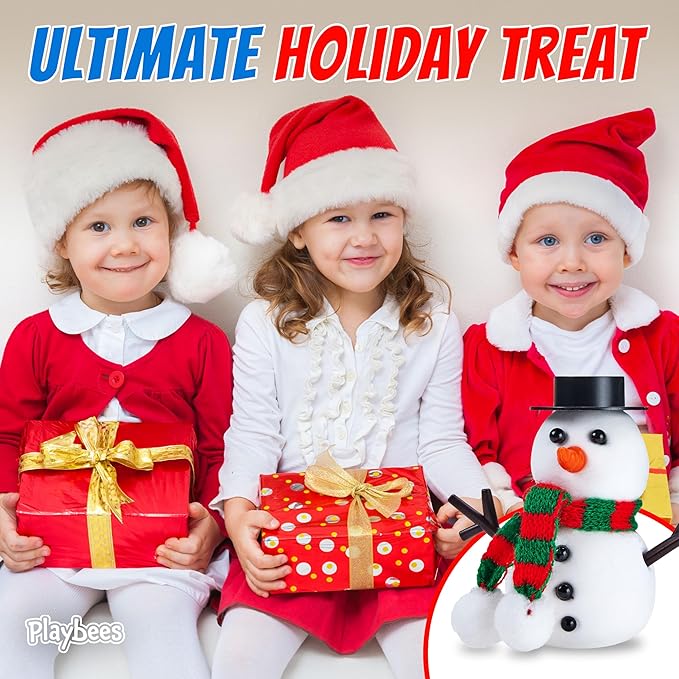 Playbees Snowman Making Kit for Kids 3-12 - Air Dry Clay Snowman DIY Craft Set – Creative Holiday Activity, Christmas Stocking Stuffer & Winter Craft
