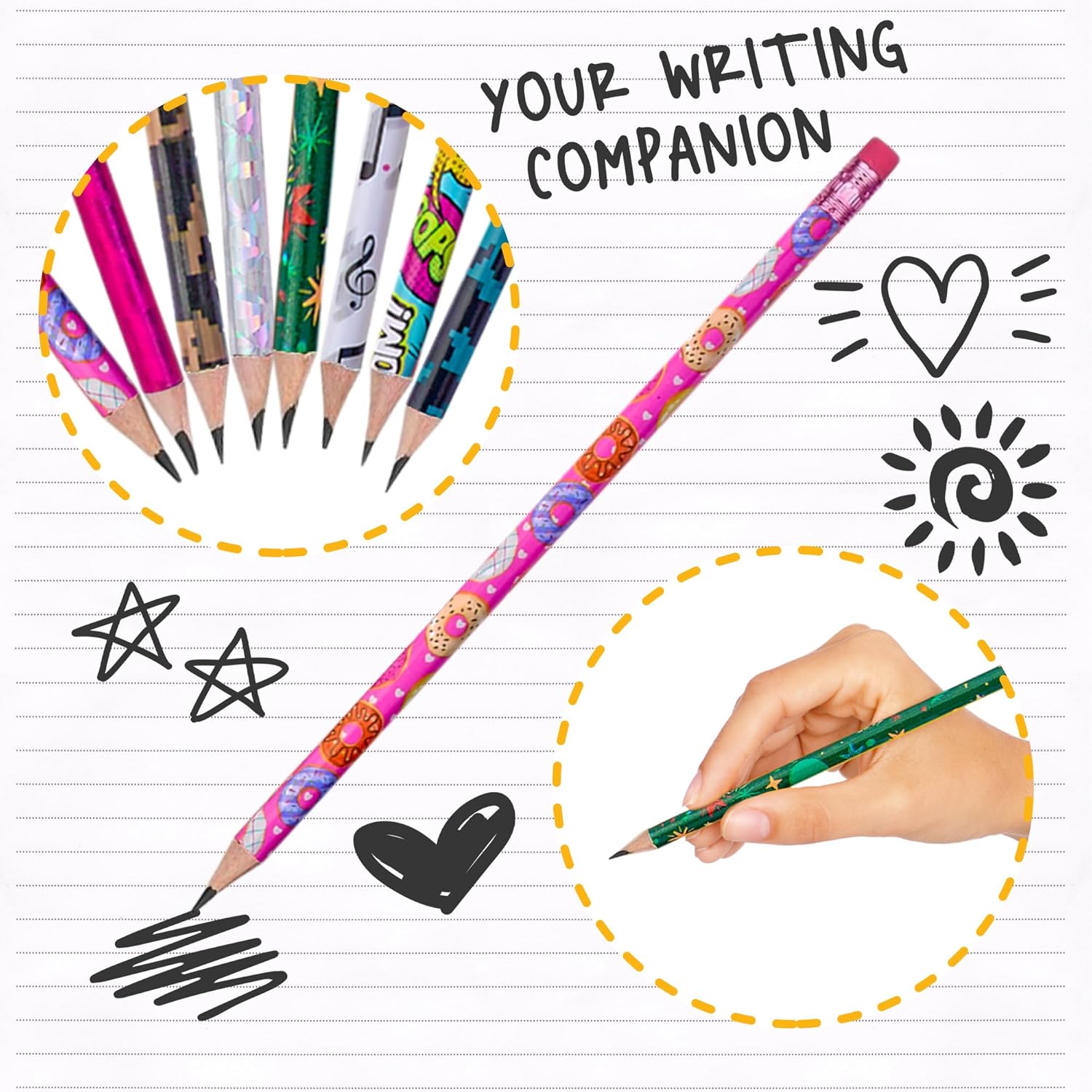 Playbees Premium HB #2 Pencils – Pre-Sharpened Wood Pencils for Writing, Drawing & School – Break-Resistant Graphite, Comfortable Grip – Bulk Pack for Office, Classroom & Home Use