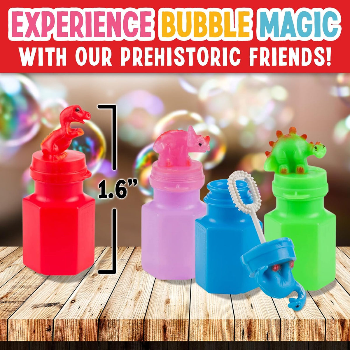 Playbees Dinosaur Bubbles Bottles Assorted Dinosaur Party Favor Bubbles with Wands for Kids Birthday Parties, Fun Party Goodie Bag Stuffer Toy for Kids Boys Girls Age 3 4 5 6 7 8 (12 Pack)