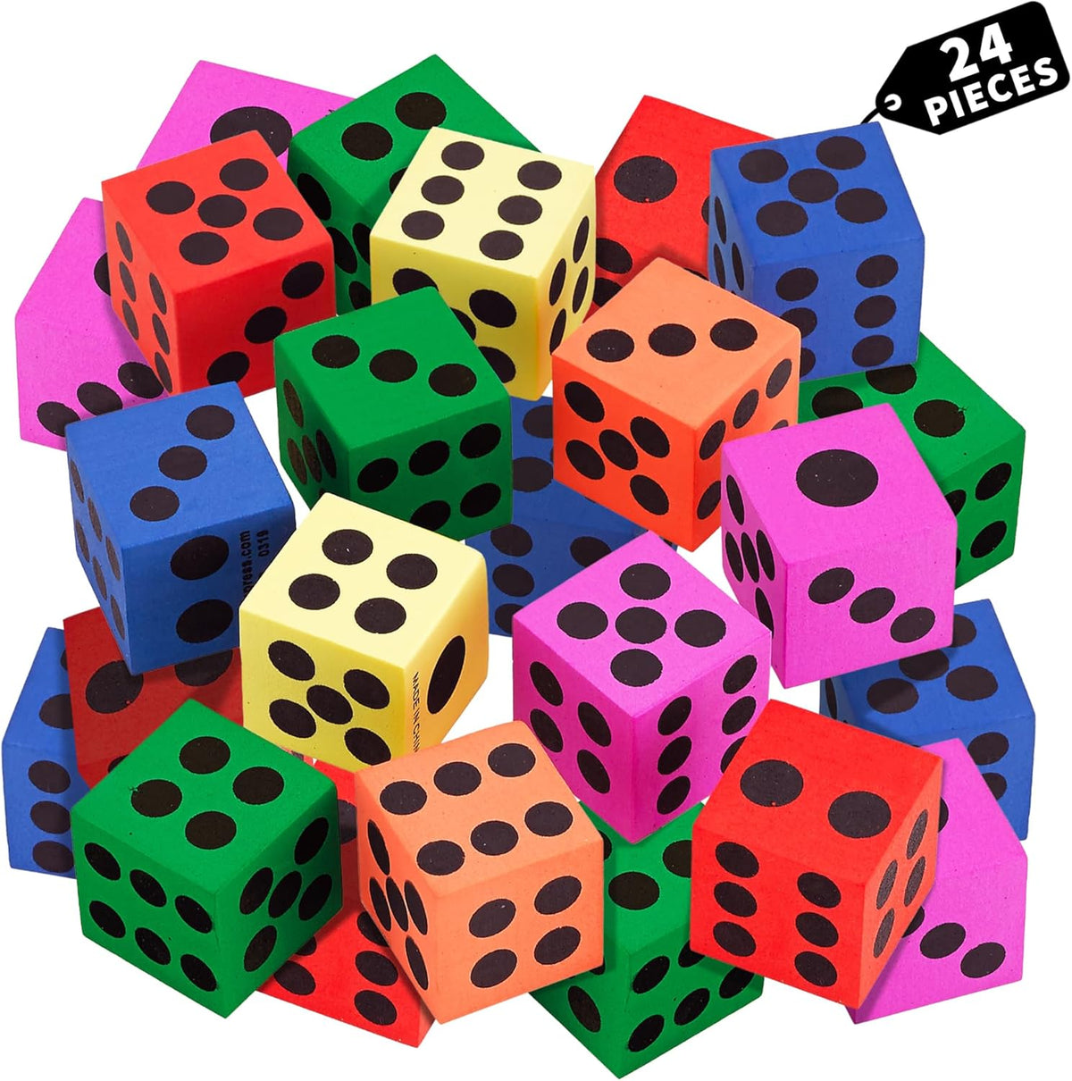 Big Foam Dice Set - 36-Pack, Jumbo, and Colorful Dice for Kids - Ideal for Boosting Math Skills in The Classroom, Great Gifts, and Party Fun