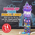 Playbees Outer Space Pop Pencils - 24 Pack - Multipoint Pencil NASA Birthday Party Stackable Pre-Sharpened Classroom Writing Tools for Students, Teachers, Girls, Boys