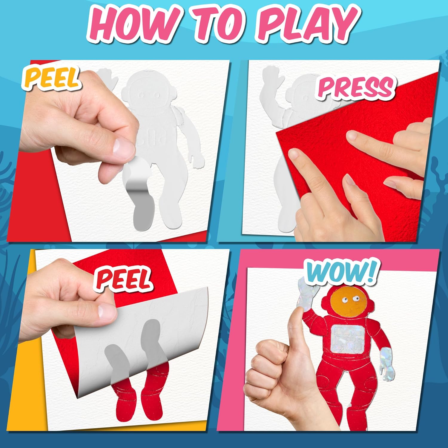 Playbees Foil Art Kit Outer Space - Preschool Arts and Crafts Kit for Kids- No Mess Art for Boys & Girls Ages 4, 5, 6, 7, 8, 9 Years Old - DIY Creative Activity - Art & Craft Activity