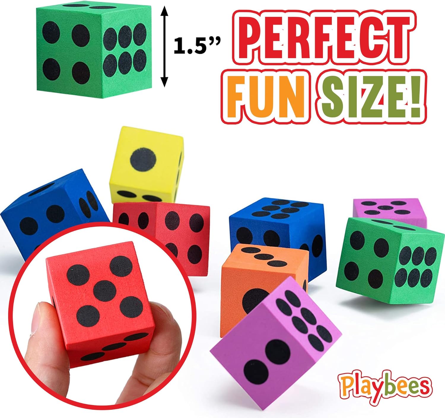 Big Foam Dice Set - 36-Pack, Jumbo, and Colorful Dice for Kids - Ideal for Boosting Math Skills in The Classroom, Great Gifts, and Party Fun