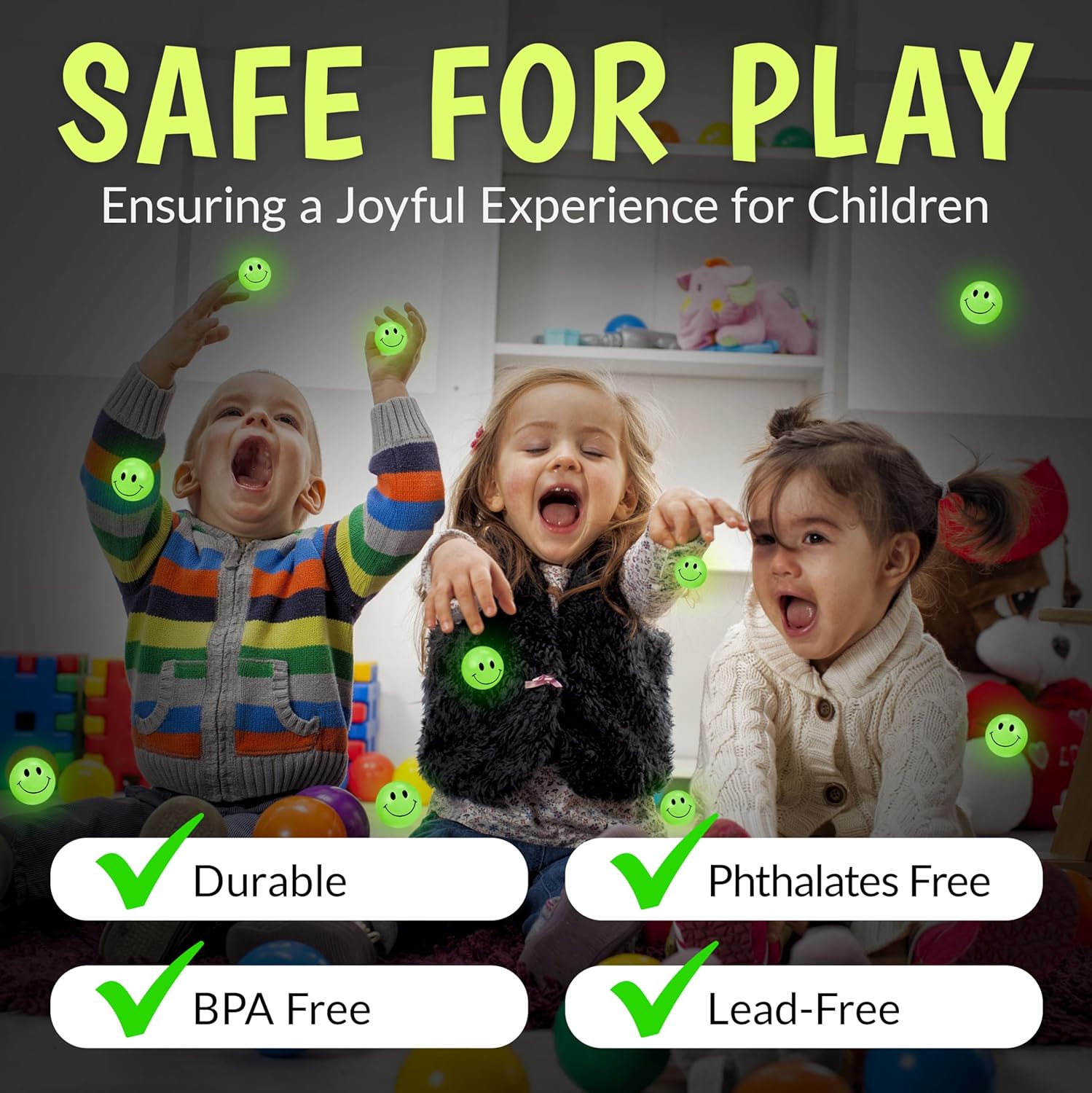 Playbees Glow in The Dark Bouncy Balls Bulk for Kids Super Bouncy Small Balls 1 inch for Kids Vending Machines Goodie Bag Stuffers for Boys and Girls