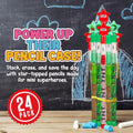 Playbees Pixel Miner Pop Pencils - 24 Pack - Translucent Multipoint Pencil Video Game Birthday Party Stackable Pre-Sharpened Classroom for Students, Teachers, Girls, Boys