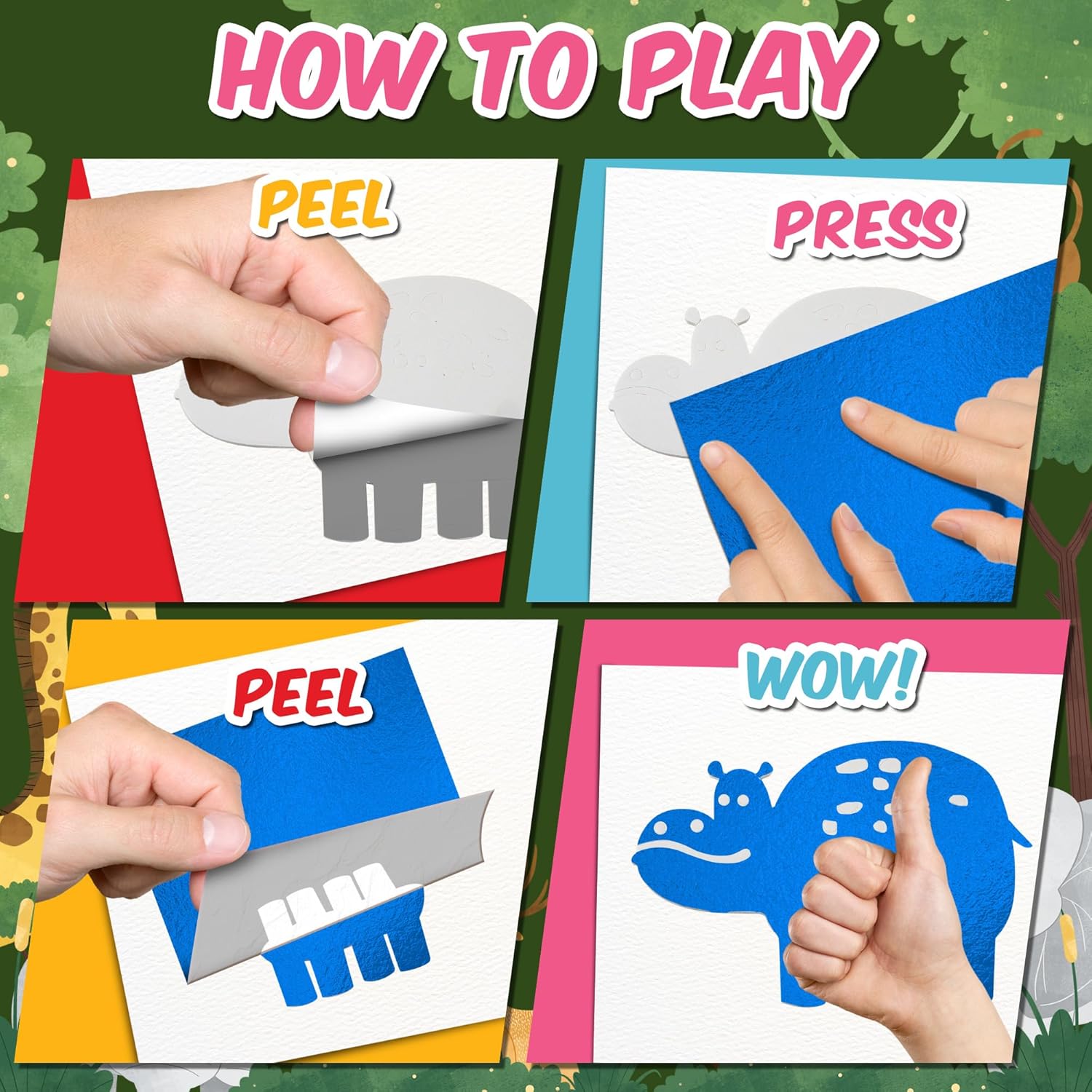 Playbees Foil Art Kit Animals Mega Pack Preschool Arts and Crafts Kit for Kids- No Mess Art Boys & Girls Ages 4, 5, 6, 7, 8, 9 Years Old - DIY Creative Activity - Art & Craft Activity