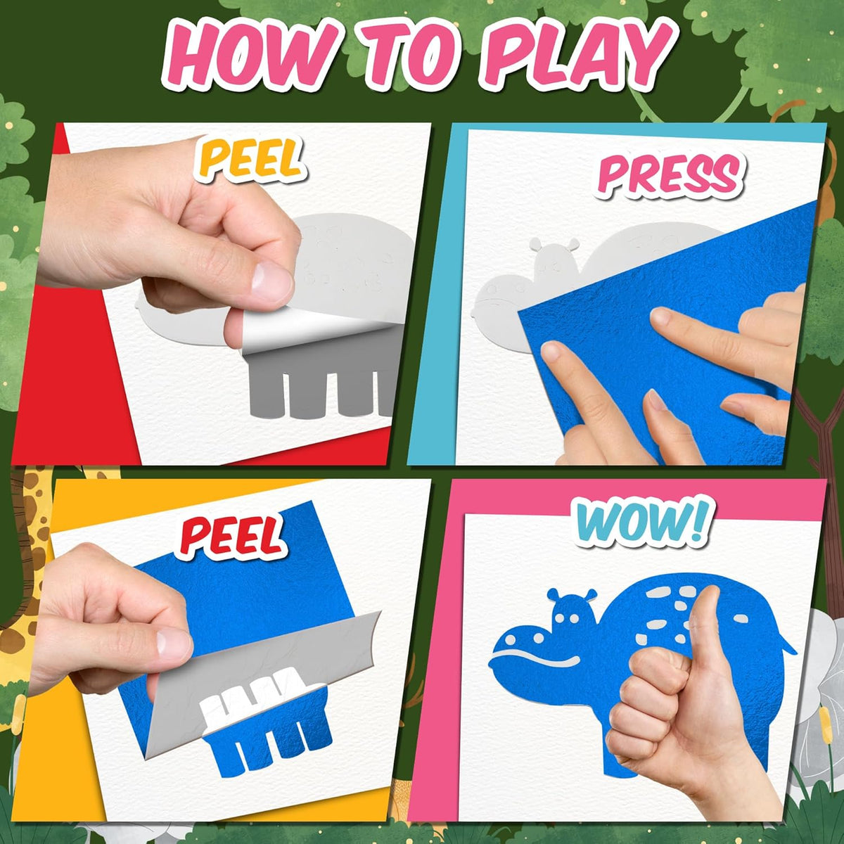 Playbees Foil Art Kit Animals Mega Pack Preschool Arts and Crafts Kit for Kids- No Mess Art Boys & Girls Ages 4, 5, 6, 7, 8, 9 Years Old - DIY Creative Activity - Art & Craft Activity