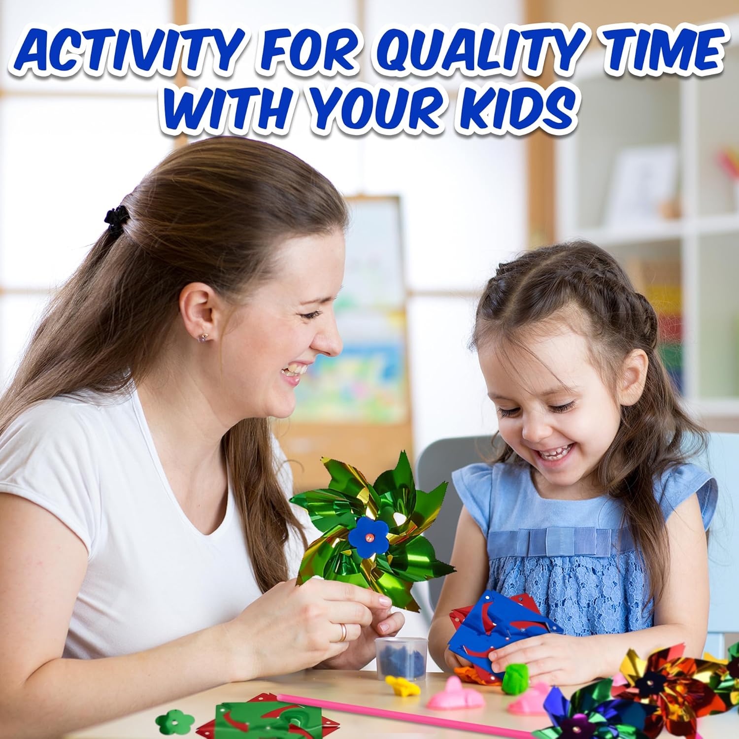 Playbees Plastic Rainbow Windmill 48 DIY Pinwheel for Kids Lawn Windmill Set for Teenagers Colorful Garden Wind Spinners Deterrent to Scare Birds Away from Yard Bird Devices Assorted Colors