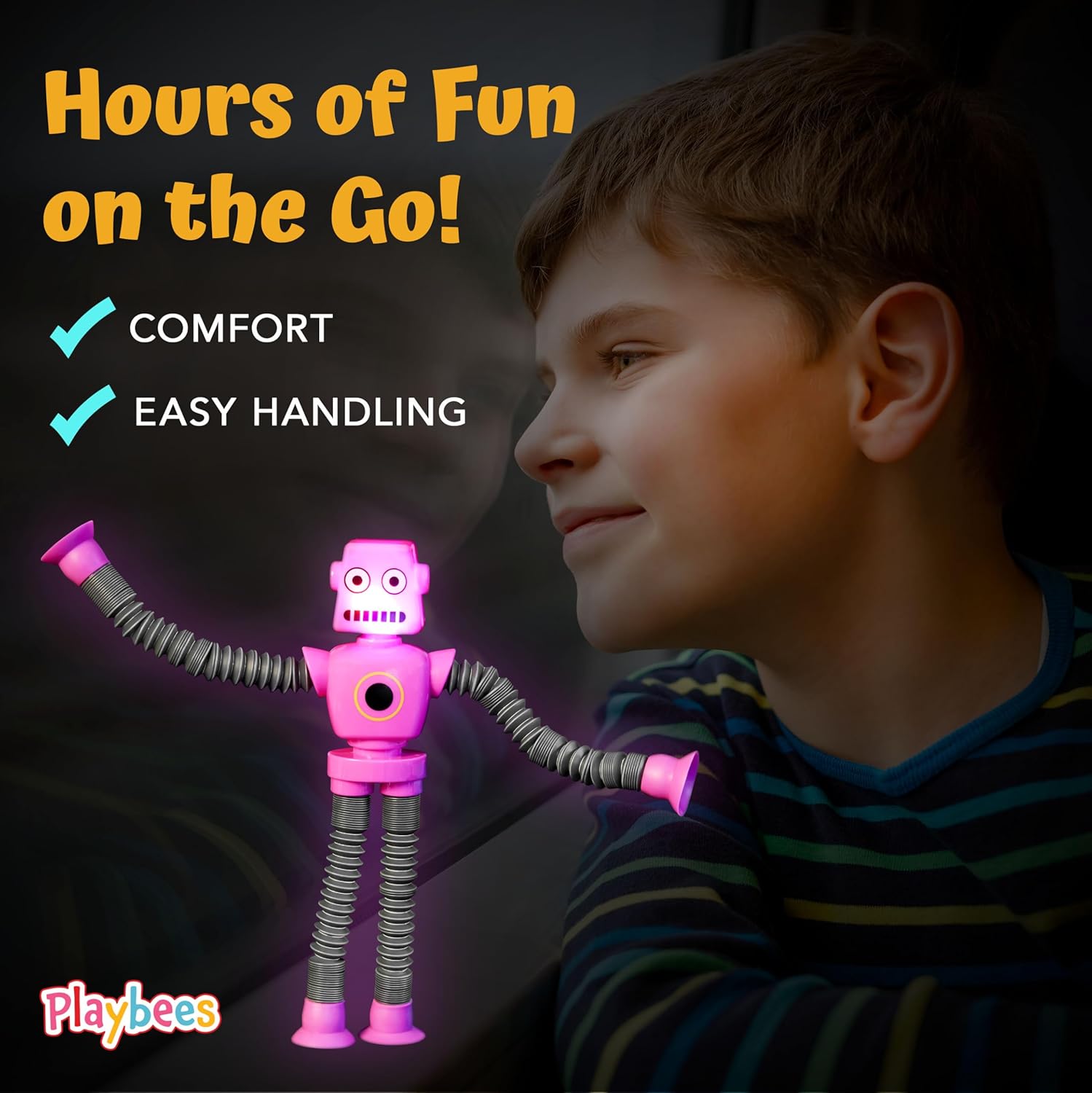 LED Telescopic Suction Cup Robot Toys 12PACK - Shape Changing Educational Fidget Toys, Sensory Toys ADHD Autistic, Stimulating Creative Learning Pop Tubes, Robot Party Favors