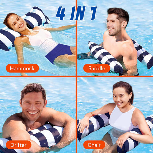 1-Pack Hammock Pool Float Blue Multi-Purpose Inflatable Water Pool Floats Fun Pool Float Lounger for Adults and Kids Variation 1- Pack