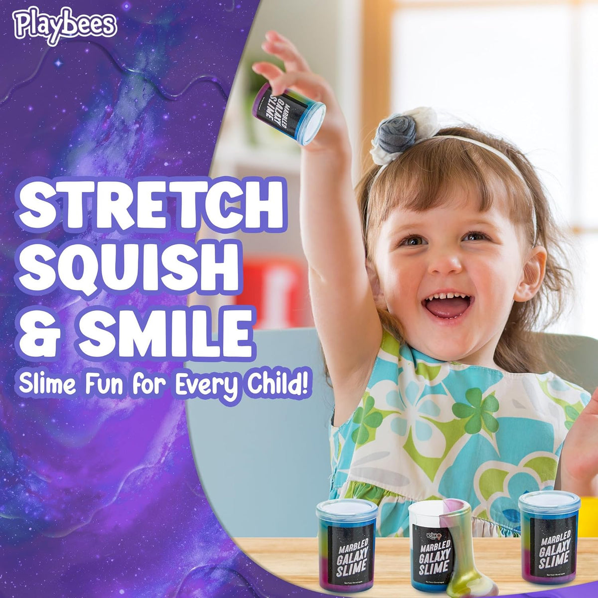 Playbees Galaxy Slime 6 Pack Marbled Slime Gooey Unicorn Fidget Kit Party Favors for Girls Boys Stretchy & Non-Sticky Super Soft Sludge Toy Classroom Rewards Goodie Bag Stuffers