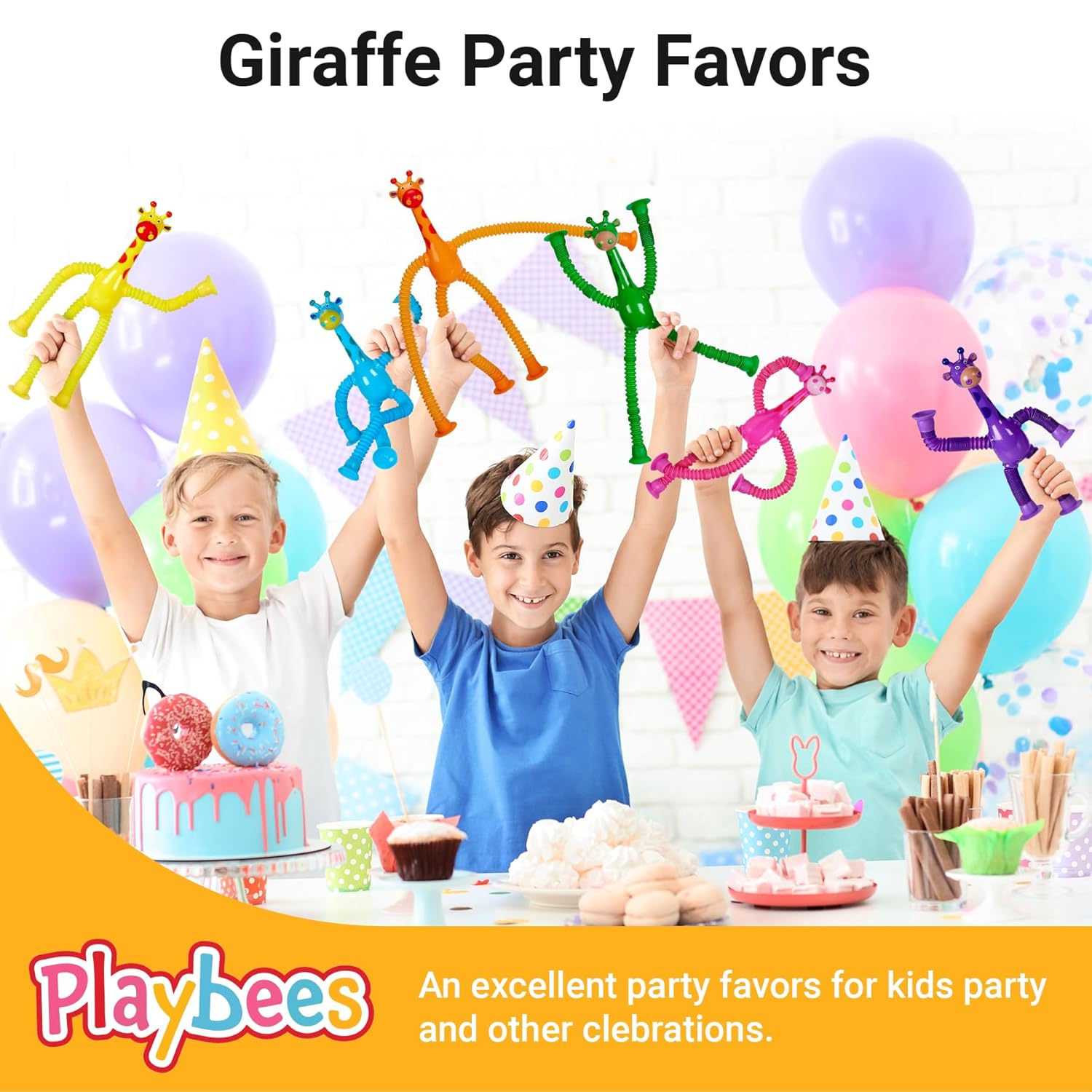 Telescopic Suction Cup Giraffe Toys for Toddler Restaurant Dinner Table Activities, Stretchy Animal Pop Tubes, Telescopic Sensory Toys for Kids with Autism Anxiety Ages 3 4 5 | 6 Pack