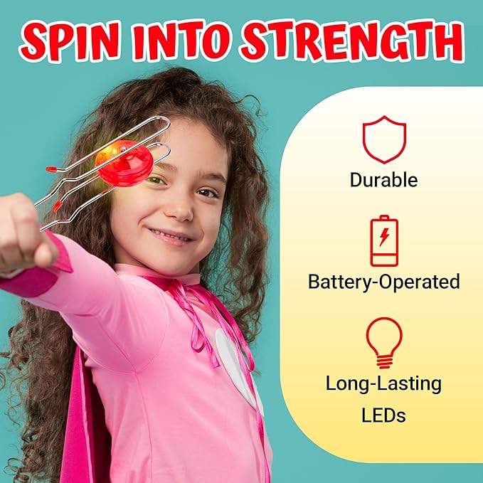 Playbees Light Up Gyro Wheels Classic Vintage Trick Yoyo Retro Rail Twister, Twirler, Mesmerizing Spinning Lighting Effects Sensory Fidget Toys, Christmas Stocking Stuffers, Nostalgia Gifts (2 Pack)