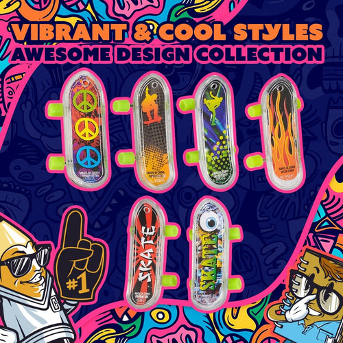 144 Pack Mini Finger Skateboards – Bulk Mini Plastic Skateboards for Kids, Neon Wheels & Cool Designs, Fingerboard Toys for Party Favors, Goodie Bag Stuffers, Carnival Prizes & Classroom Rewards