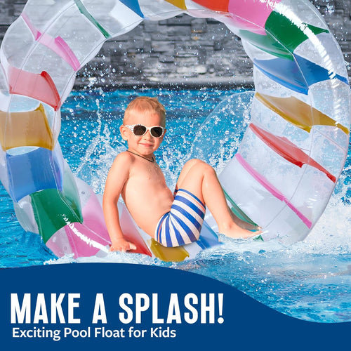 Giant Inflatable Wheel Roller 63" Colorful Water Rolling Wheel Swimming Pool Roller Toy Rolling on The Lawn Lake Beach Party Indoor Outdoor Fun Toys Water Pool Kids Summer - Games Supplies