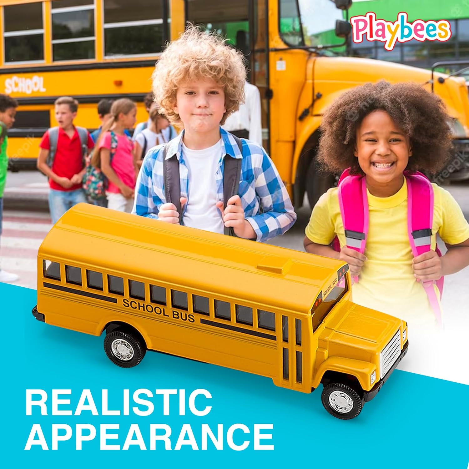 Pullback Diecast School Buses - 2 Pack - Yellow Metal Toys with Write-On Surfaces - Perfect Party Favors, Gifts, and School Memories for Little Boys and Girls - 5 Inch