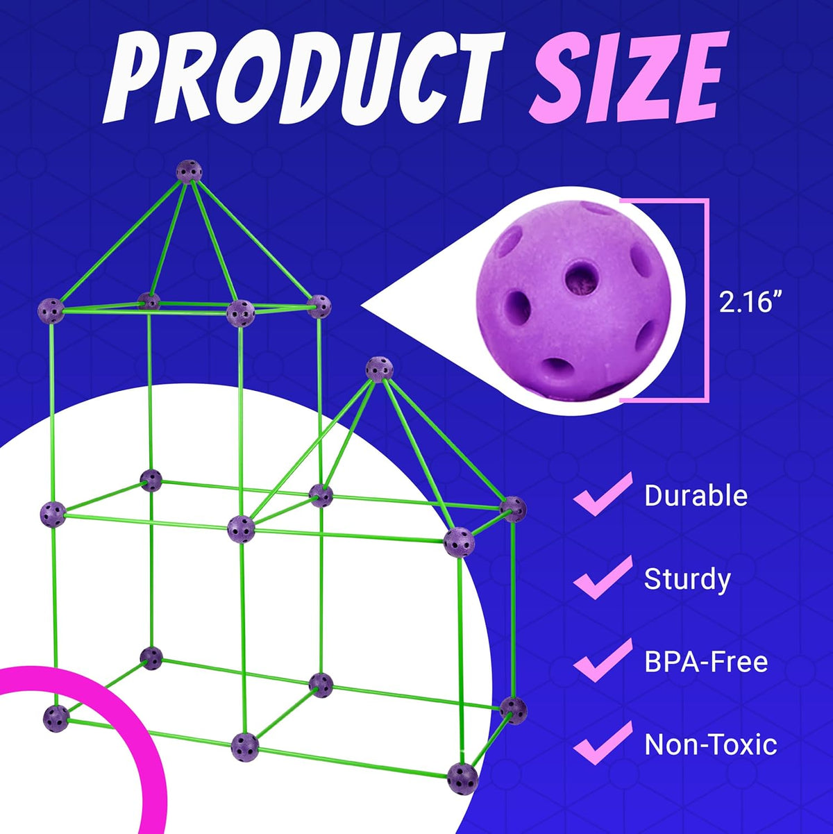 Playbees Glow in The Dark Fort Building Kit – 130 PCS STEM Toy for Kids Ages 4–12 – Build Tents, Castles & Rockets – Creative Building Set & Great Gift