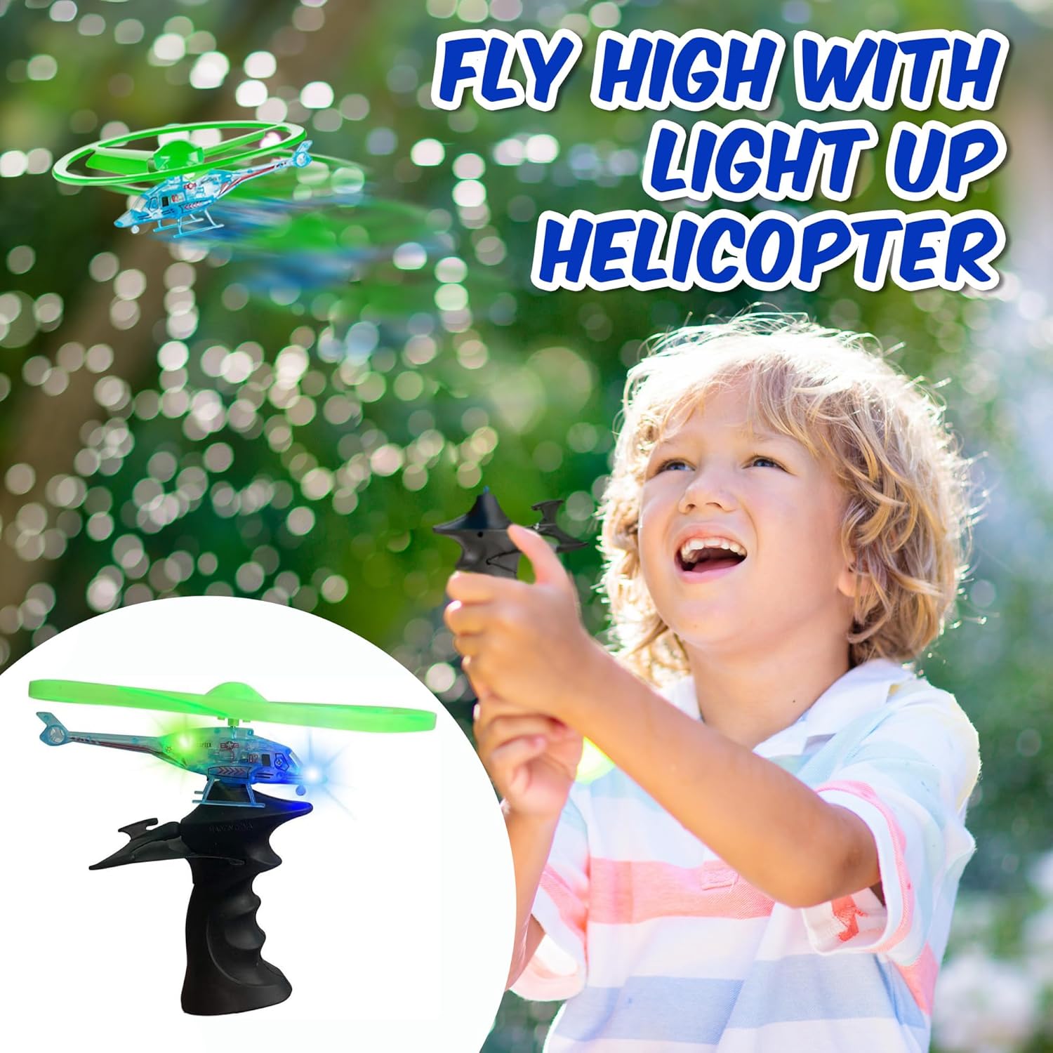 Playbees Light Up Ripcord Helicopters, 4 Pack – Fun Flying Toys for Kids with Flashing LED Lights, Perfect for Indoor and Outdoor Play, Great Gift Idea for Boys and Girls!