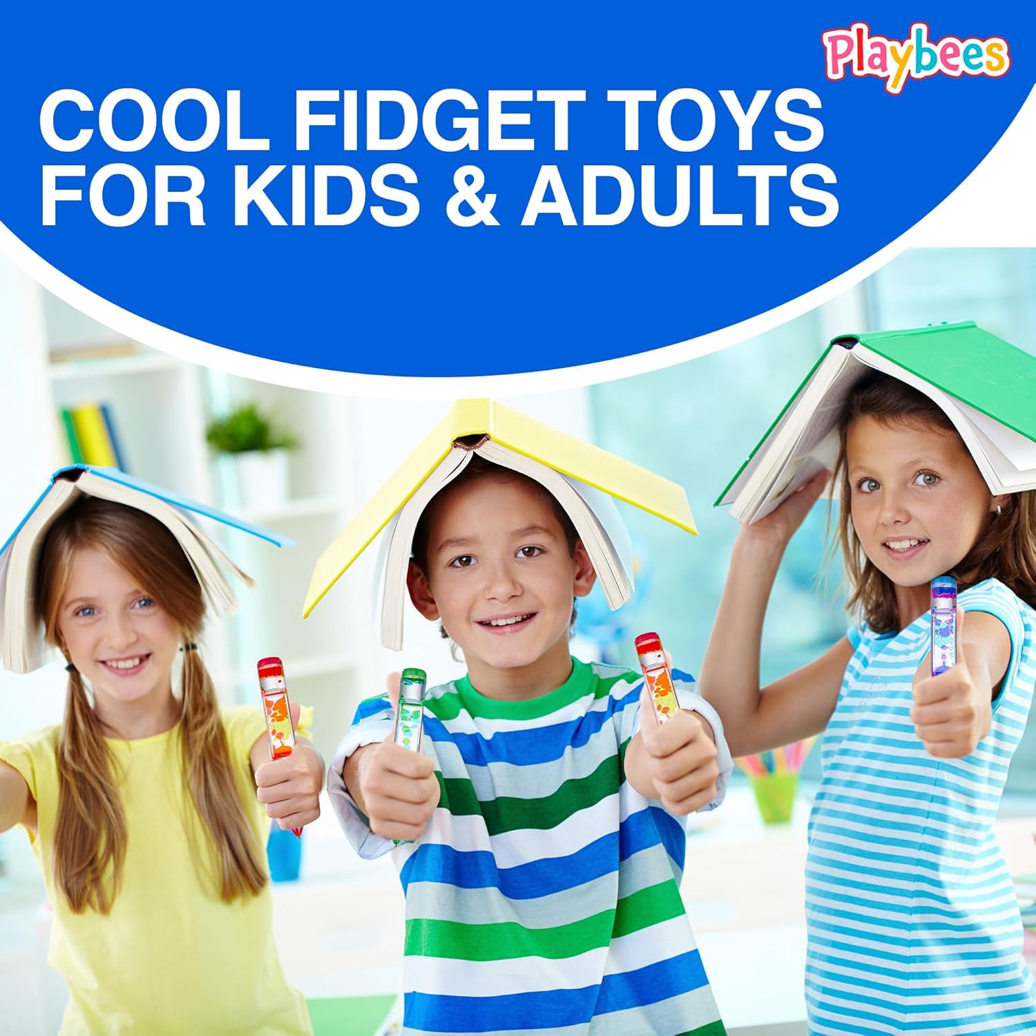Playbees Liquid Motion Bubbler Pens Cool Pens for Kids (3 Pack) - Writes Like a Regular Pen - Colorful Liquid Timer Pens Great for Stress and Anxiety Relief - Cool Fidget Toys for Kids and Adults