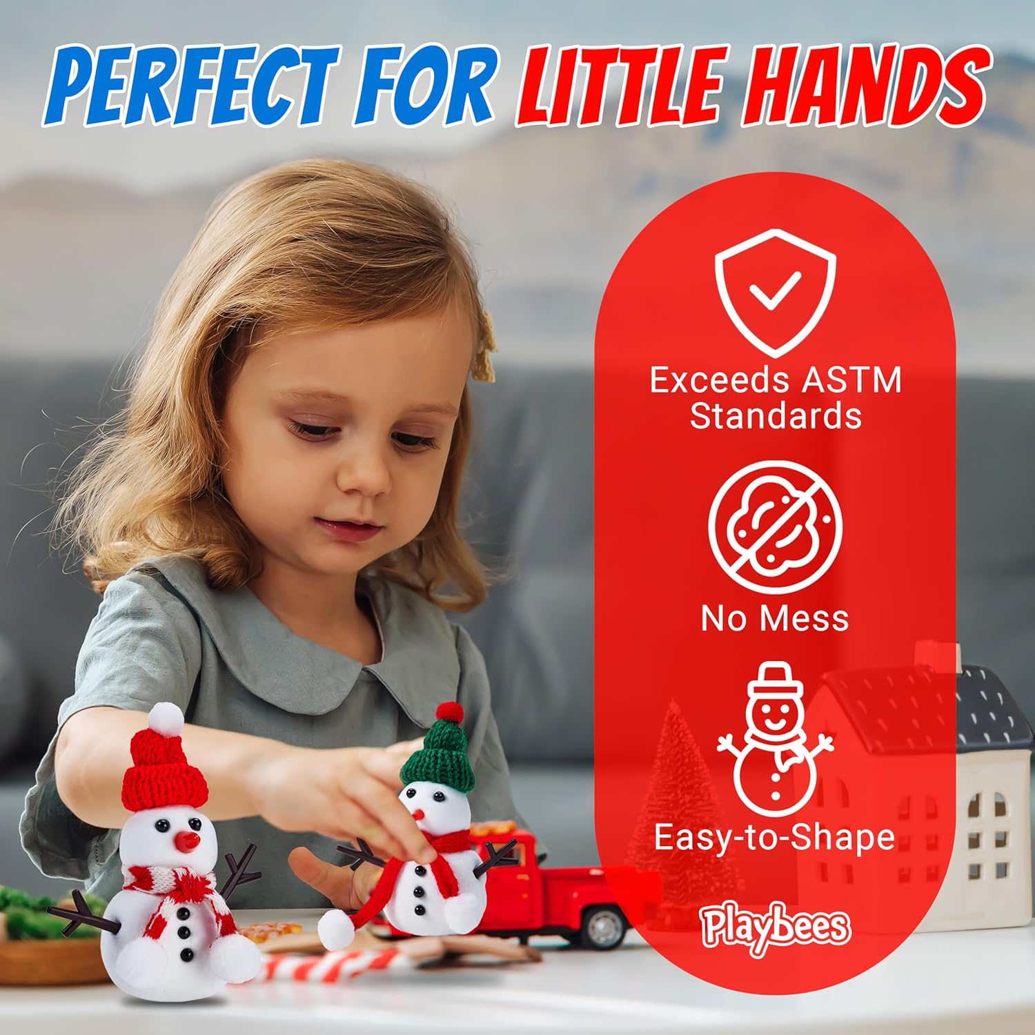 Playbees Snowman Making Kit for Kids 3-12 - Air Dry Clay Snowman DIY Craft Set – Creative Holiday Activity, Christmas Stocking Stuffer & Winter Craft