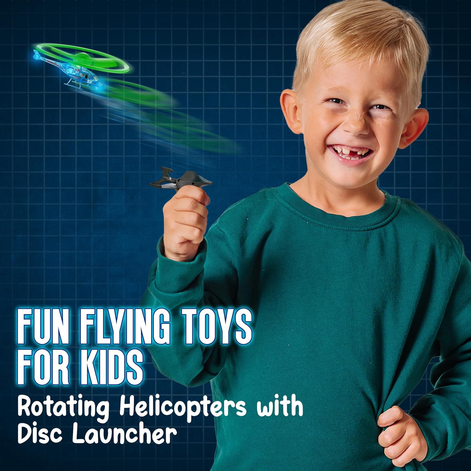 Playbees Light Up Ripcord Helicopters, 4 Pack – Fun Flying Toys for Kids with Flashing LED Lights, Perfect for Indoor and Outdoor Play, Great Gift Idea for Boys and Girls!