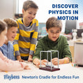 5 Beads Newton’s Cradle Balance Balls Desk Toy – Brown Wooden Base Office Decoration, Fun Science Physics Toy for Home, Bedroom, or Living Room
