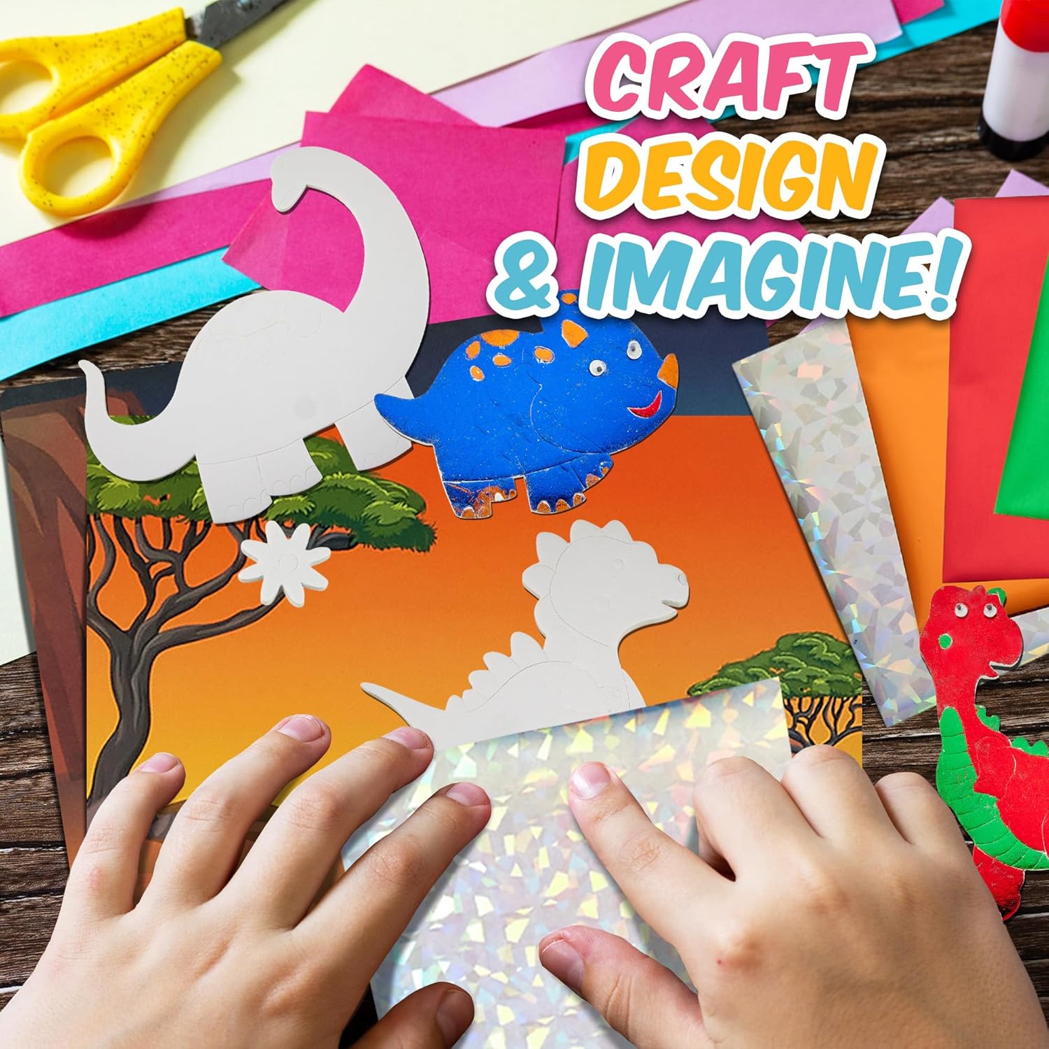 Playbees Foil Art Kit Superheroes - Preschool Arts and Crafts Kit for Kids- No Mess Art for Boys & Girls Ages 4, 5, 6, 7, 8, 9 Years Old - DIY Creative Activity - Art & Craft Activity