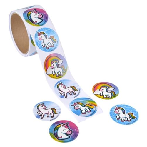 Unicorn Emoticon Sticker Rolls - 1.5 Inch Decal Stickers - 100 Pcs - Reward Stickers - Unicorn Party Supplies - Mailing Seal Sticker