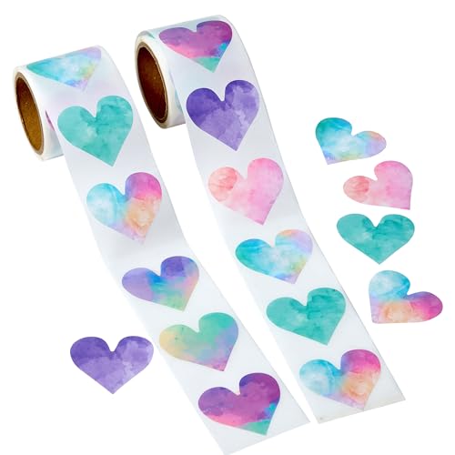 Watercolor Heart Stickers for Kids