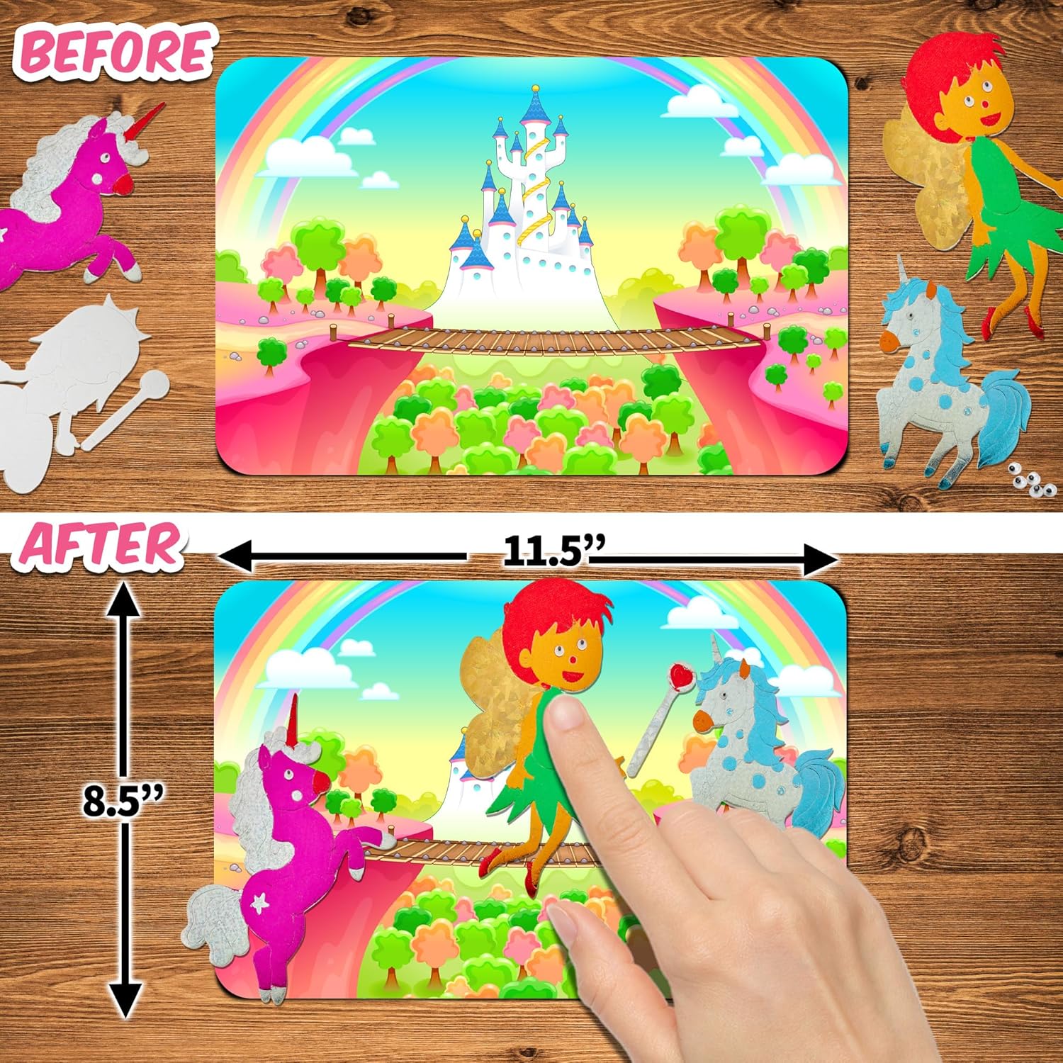 Playbees Foil Art Kit Unicorns & Princesses - Preschool Arts and Crafts Kit for Kids- No Mess Art for Boys & Girls Ages 4, 5, 6, 7, 8, 9 - DIY Creative Activity Art & Craft Activity