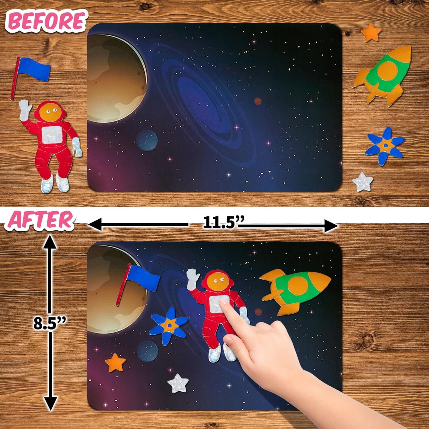 Playbees Foil Art Kit Outer Space - Preschool Arts and Crafts Kit for Kids- No Mess Art for Boys & Girls Ages 4, 5, 6, 7, 8, 9 Years Old - DIY Creative Activity - Art & Craft Activity
