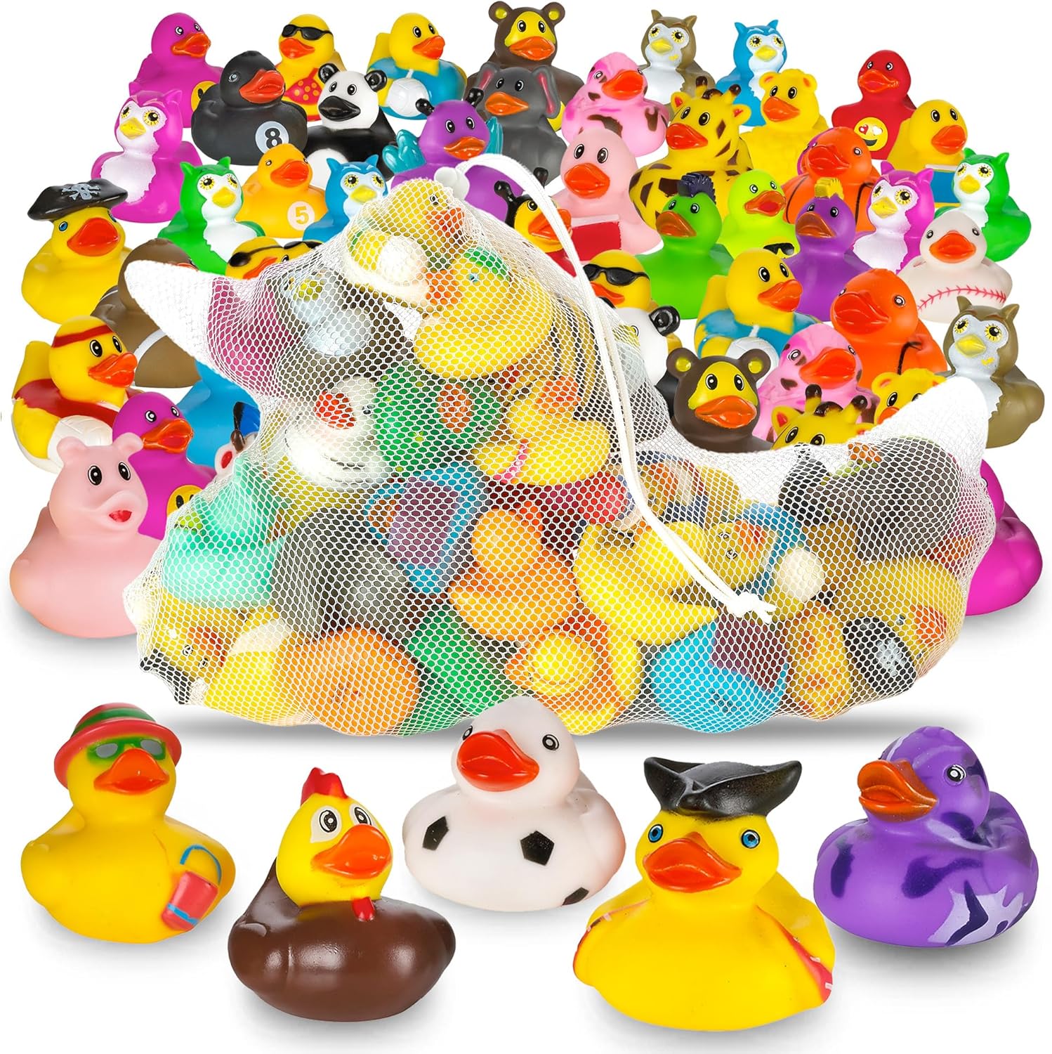 Playbees Rubber Ducks in Bulk 100 Pack Assortment Duckies Kids Baby Bath Shower Toys Jeep Ducking Floater Summer Beach Pool Activity Baby Showers Accessories Classroom Incentives