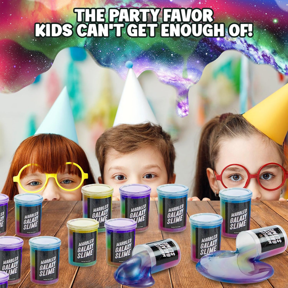 Playbees Galaxy Slime 6 Pack Marbled Slime Gooey Unicorn Fidget Kit Party Favors for Girls Boys Stretchy & Non-Sticky Super Soft Sludge Toy Classroom Rewards Goodie Bag Stuffers