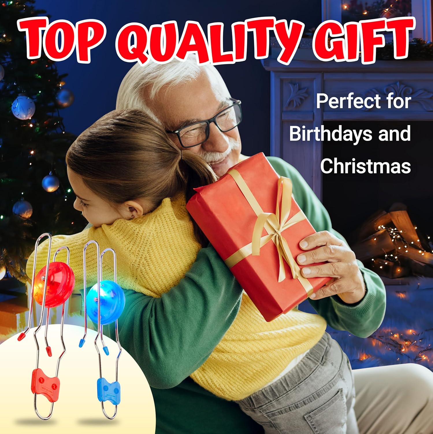 Playbees Light Up Gyro Wheels Classic Vintage Trick Yoyo Retro Rail Twister, Twirler, Mesmerizing Spinning Lighting Effects Sensory Fidget Toys, Christmas Stocking Stuffers, Nostalgia Gifts (2 Pack)