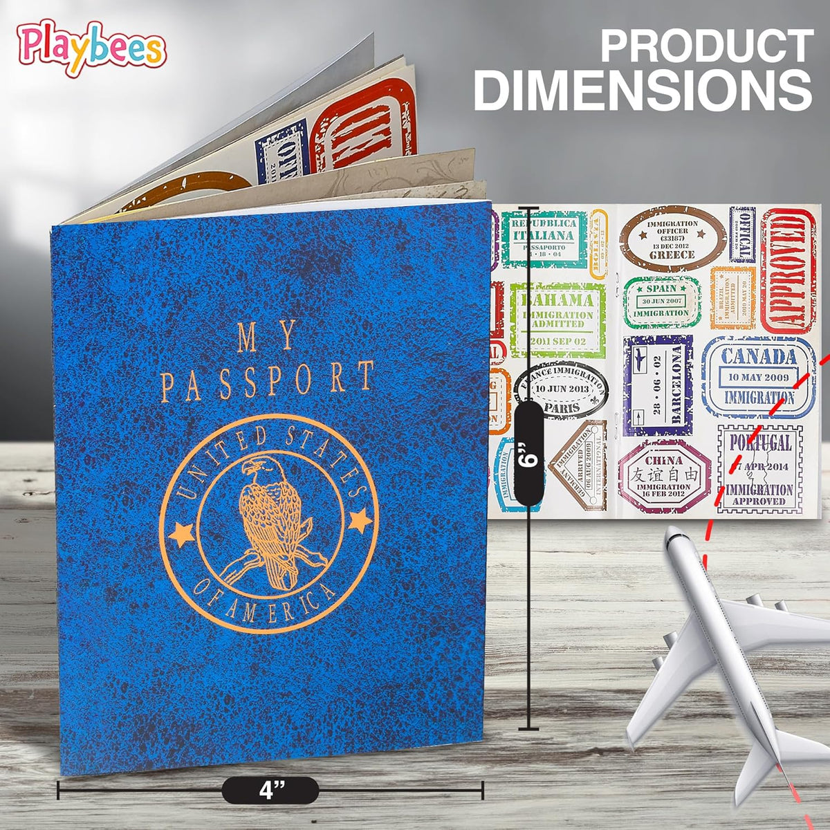 Playbees Passport Sticker Book for Boys and Girls - 12 Pack - Pad of Famous Places Motivational Treats, Party Favors, Game Prizes, Wall Decals, Scrapbooks, School Supplies, Arts and Crafts