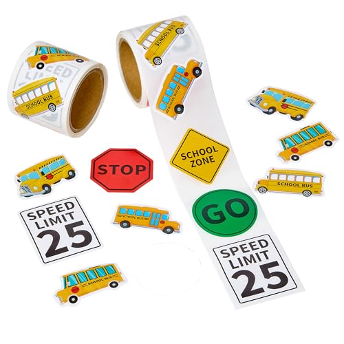 School Bus Stickers - 200 Pack School Bus Theme Designs