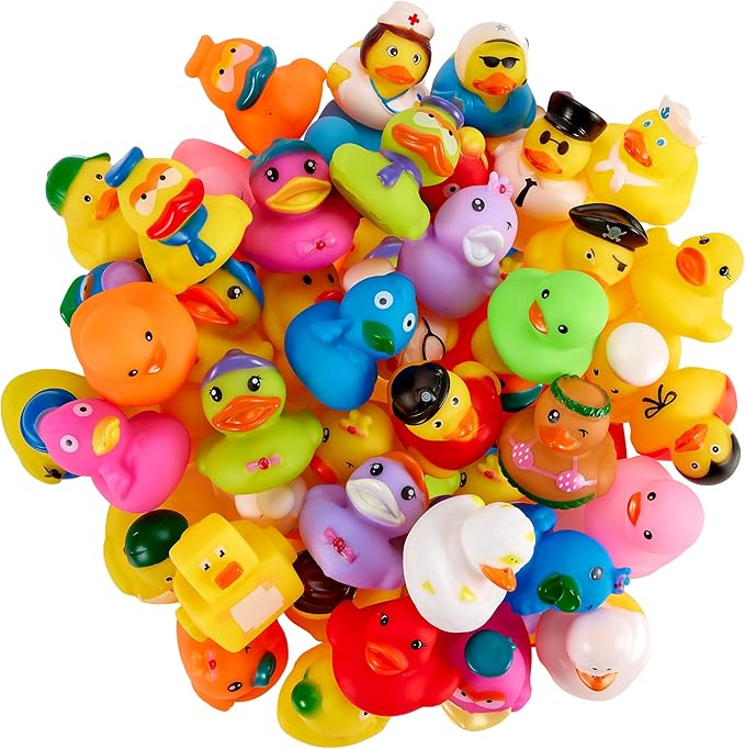 Rubber Duck Toy Duckies for Kids - 50 Pack - Sensory Play, Stress Relief, Stocking Stuffers, Baths, Summer Beach and Pool Activity
