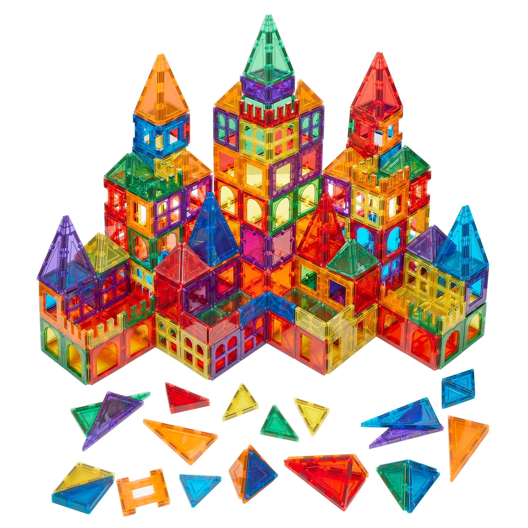 Magnetic Building Tiles 100 Piece Set With Car - Magnet Tiles for Kids Ages 4-8, Building Block Set