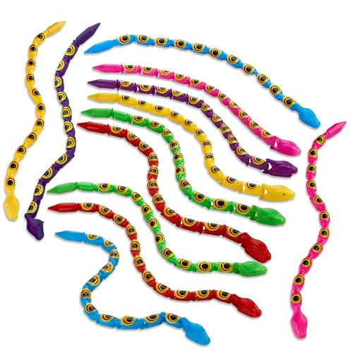 Wiggly Jointed Snakes - Pack of 12 - Wacky Fun and Educational Plastic Toys for Kids