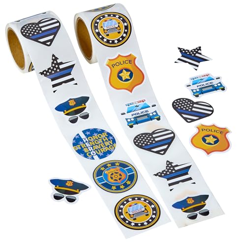 Police Stickers for Kids - 200 Pack of Law Enforcement Themed Designs