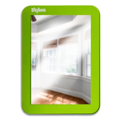 Magnetic Locker Mirror - 5" x 7" Green - Ideal for School Locker, Refrigerator, and Home Use